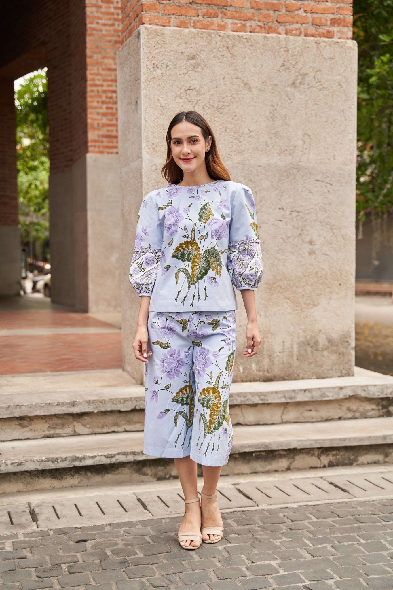 Pleated Round Batik Blouse & Batik Culottes - SOUTH FABRIC